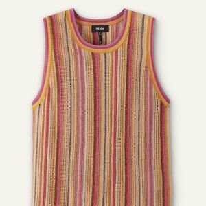 ME + EM Metallic Textured Stripe Knit Vest